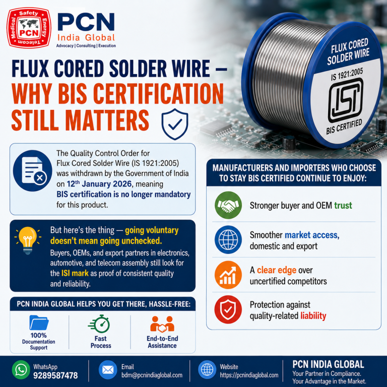 BIS Certification for Flux Cored Solder Wire in India: IS 1921, the Withdrawn Quality Control Order and What It Means Now