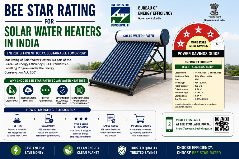 BEE Star Rating & Registration for Solar Water Heaters in India: Thermal Performance, Star Labelling and the Complete Process