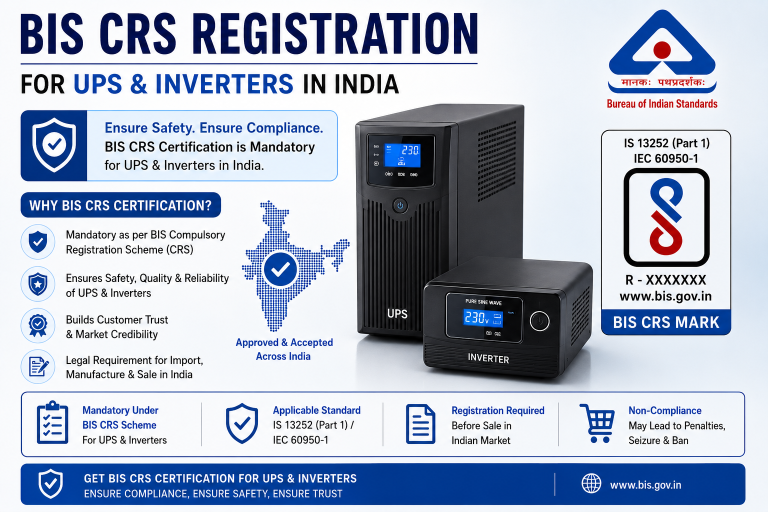 BIS CRS Registration for UPS & Inverters in India: IS 16242, Battery Safety and the Complete Compliance Process