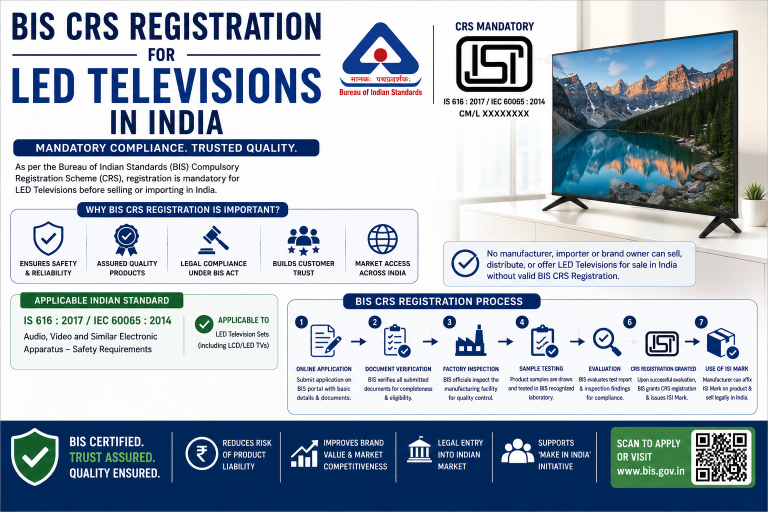 BIS CRS Registration for LED Televisions in India: IS 616 / IS 62368-1 and the Complete Compliance Process