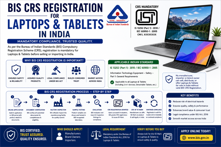 BIS CRS Registration for Laptops & Tablets in India: IS 13252 / IS 62368-1, the Process and the Full Compliance Picture