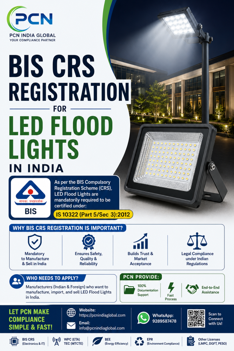 BIS CRS Registration for LED Flood Lights in India: IS 10322 (Part 5/Section 5) and the Complete Compliance Process