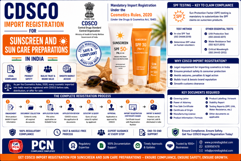 CDSCO Import Registration for Sunscreen and Sun Care Preparations in India: SPF Testing and the Complete Process