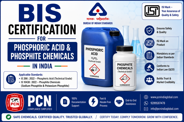 BIS Certification for Phosphoric Acid & Phosphite Chemicals in India: IS 798, IS 17439, IS 17412 and the Complete Compliance Process