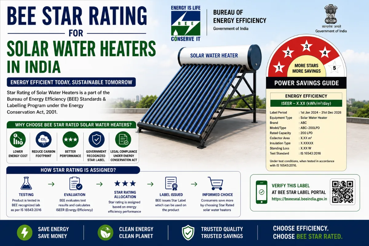 BEE Star Rating & Registration for Solar Water Heaters in India: Thermal Performance, Star Labelling and the Comple