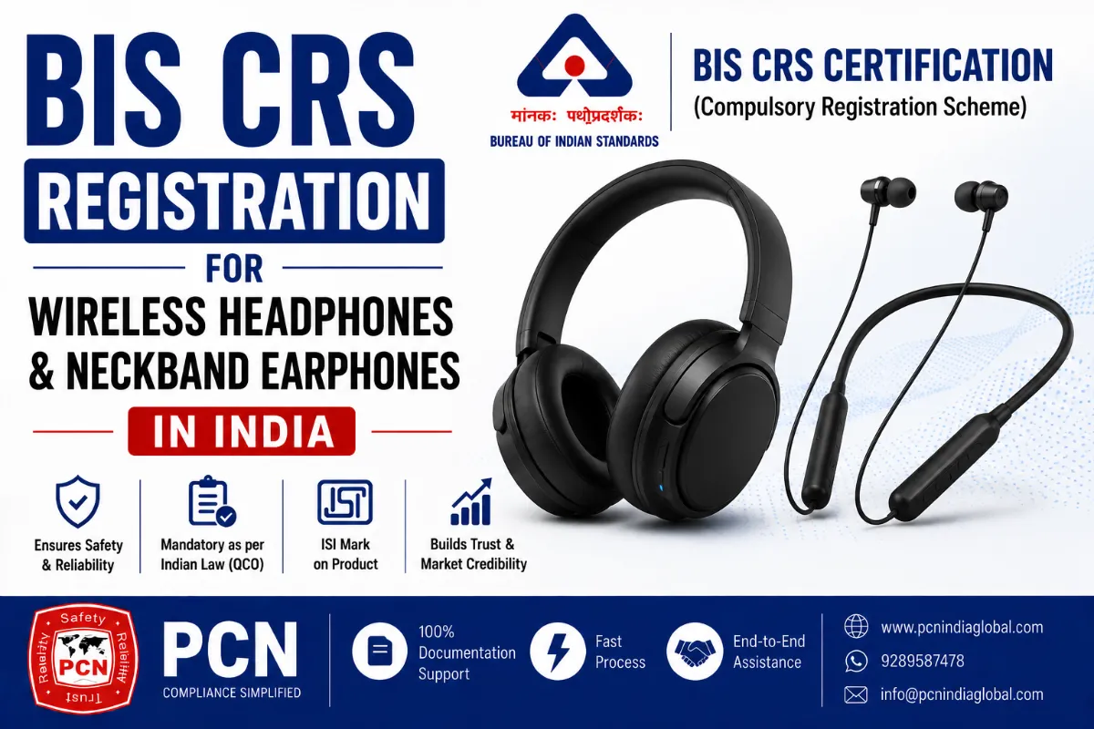 BIS CRS Registration for Wireless Headphones & Neckband Earphones in India: Standards, Battery Safety and the Complete P