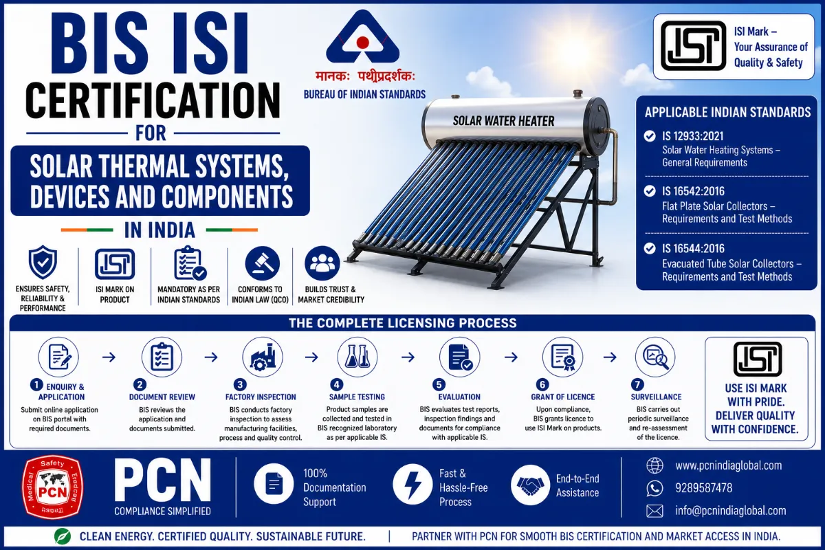 BIS ISI Certification for Solar Thermal Systems, Devices and Components in India: IS 12933, IS 16542, IS 16544 and the C