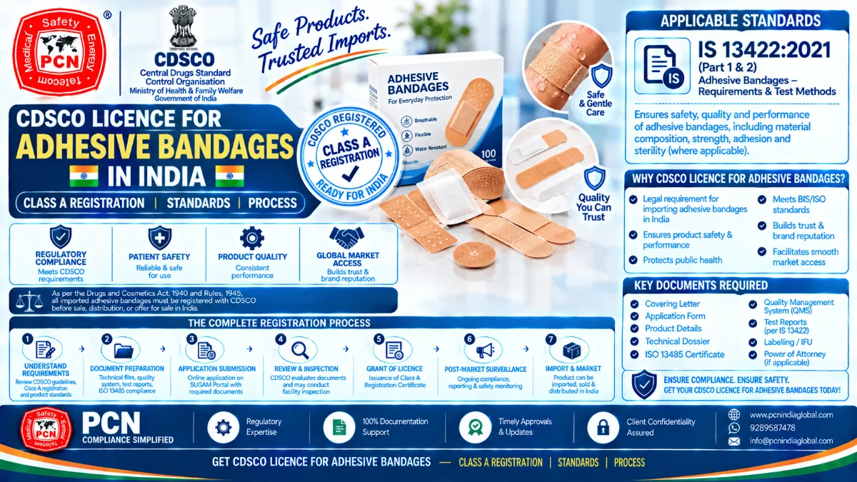 CDSCO Licence for Adhesive Bandages in India: Class A Registration, Standards and Process