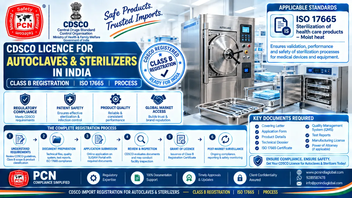 CDSCO Licence for Autoclaves & Sterilizers in India: Class B Registration, ISO 17665 and Process