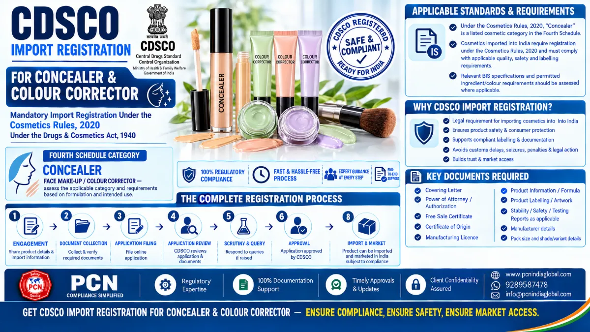 CDSCO Import Registration for Concealer & Colour Corrector in India: Standards, Documents and the Complete Process