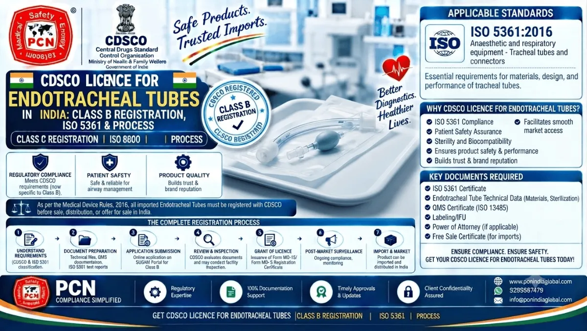 CDSCO Licence for Endotracheal Tubes in India: Class B Registration, ISO 5361 and Process