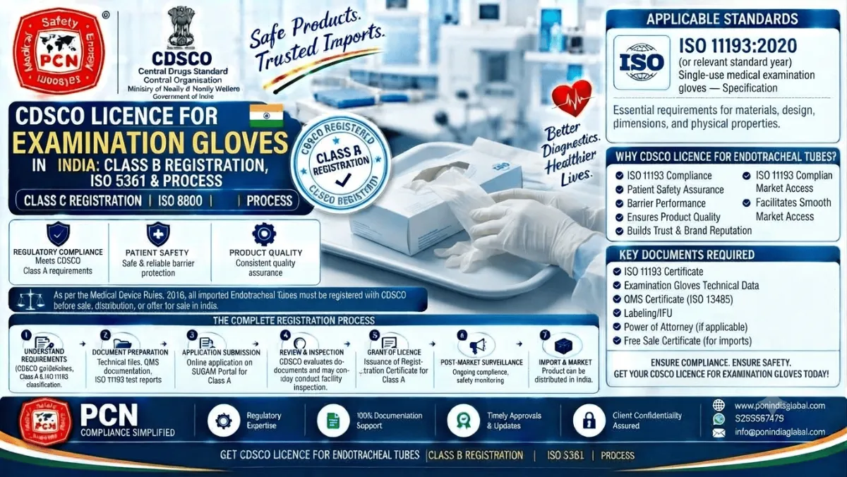 CDSCO Licence for Examination Gloves in India: Class A Registration, ISO 11193 and Process