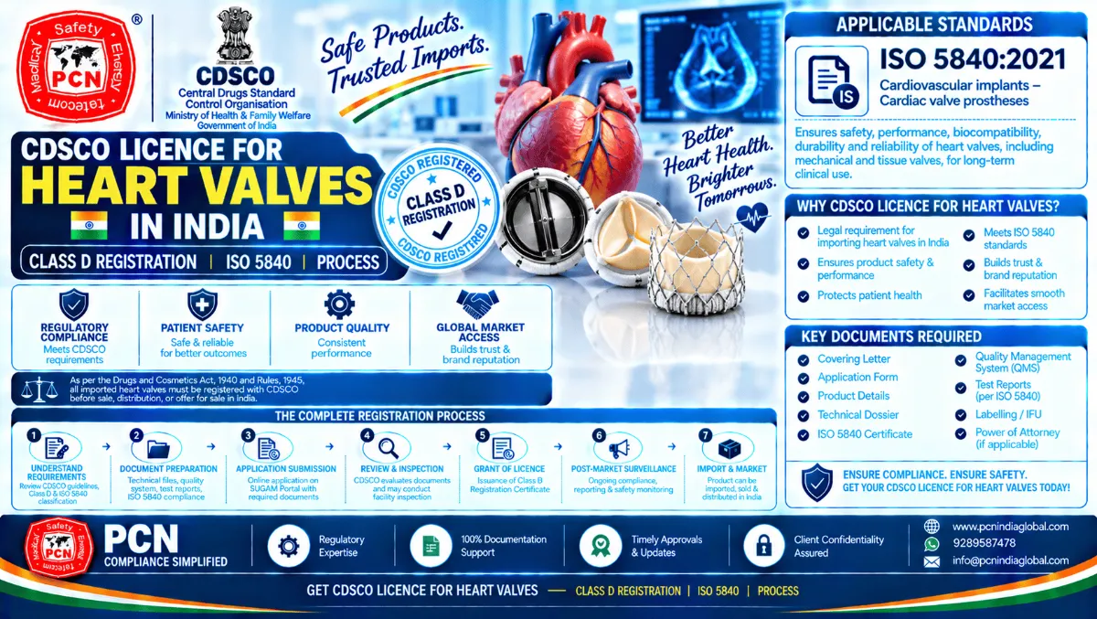 CDSCO Licence for Heart Valves in India: Class D Registration, ISO 5840 and Process