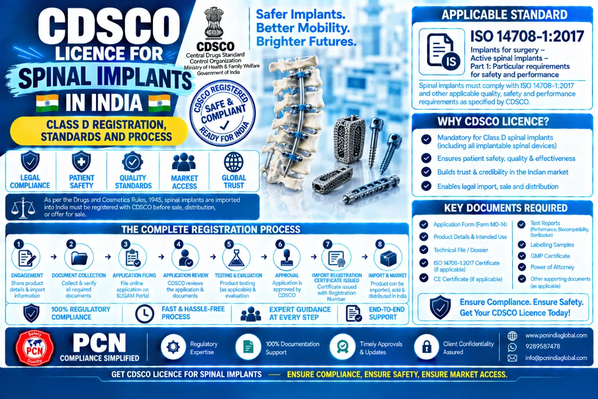 CDSCO Licence for Spinal Implants in India: Class D Registration, Standards and Process
